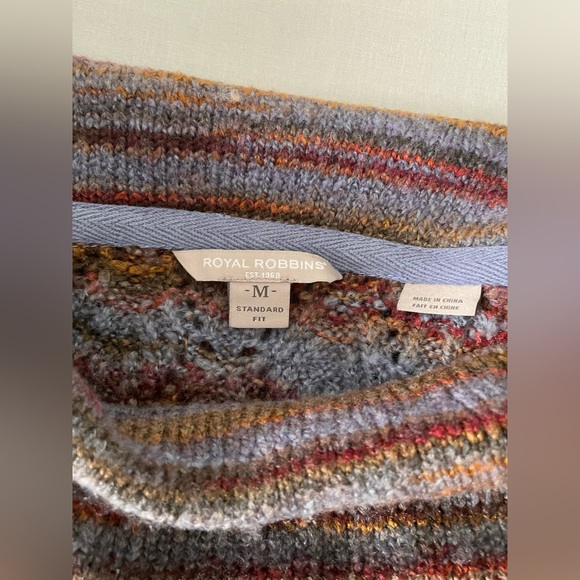 Royal Robbins Multi Color Blue Purple Knit Cowl Neck Sweater Tunic Medium M - Picture 6 of 10